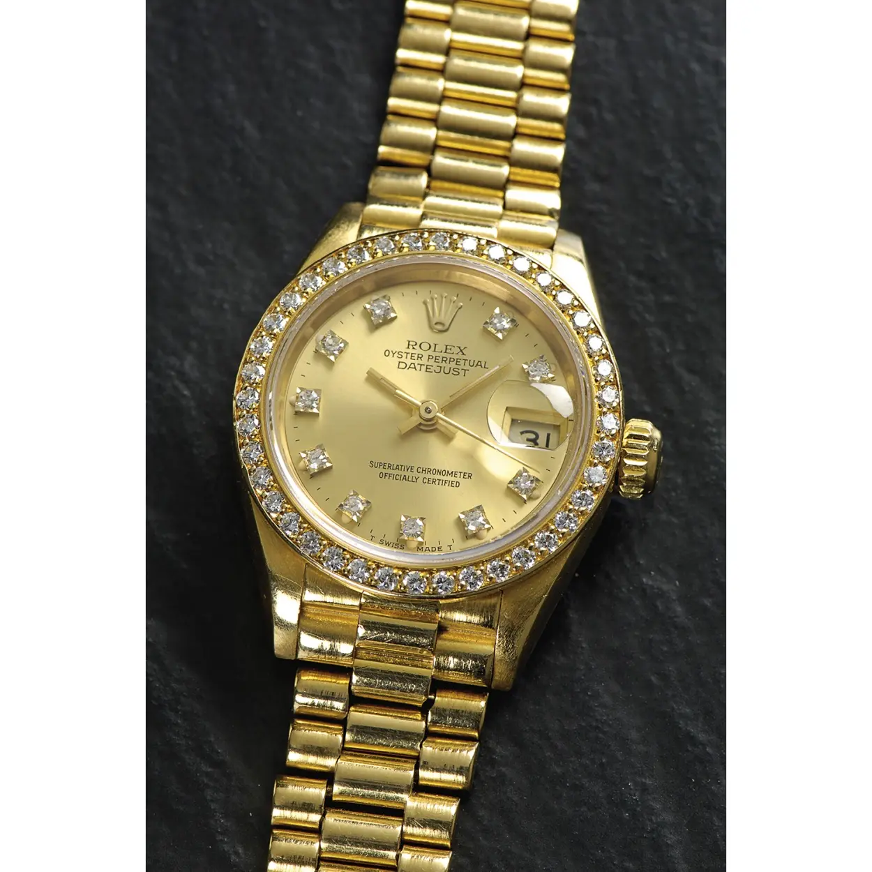 Rolex Lady-Datejust 69138 26mm Yellow gold Champagne