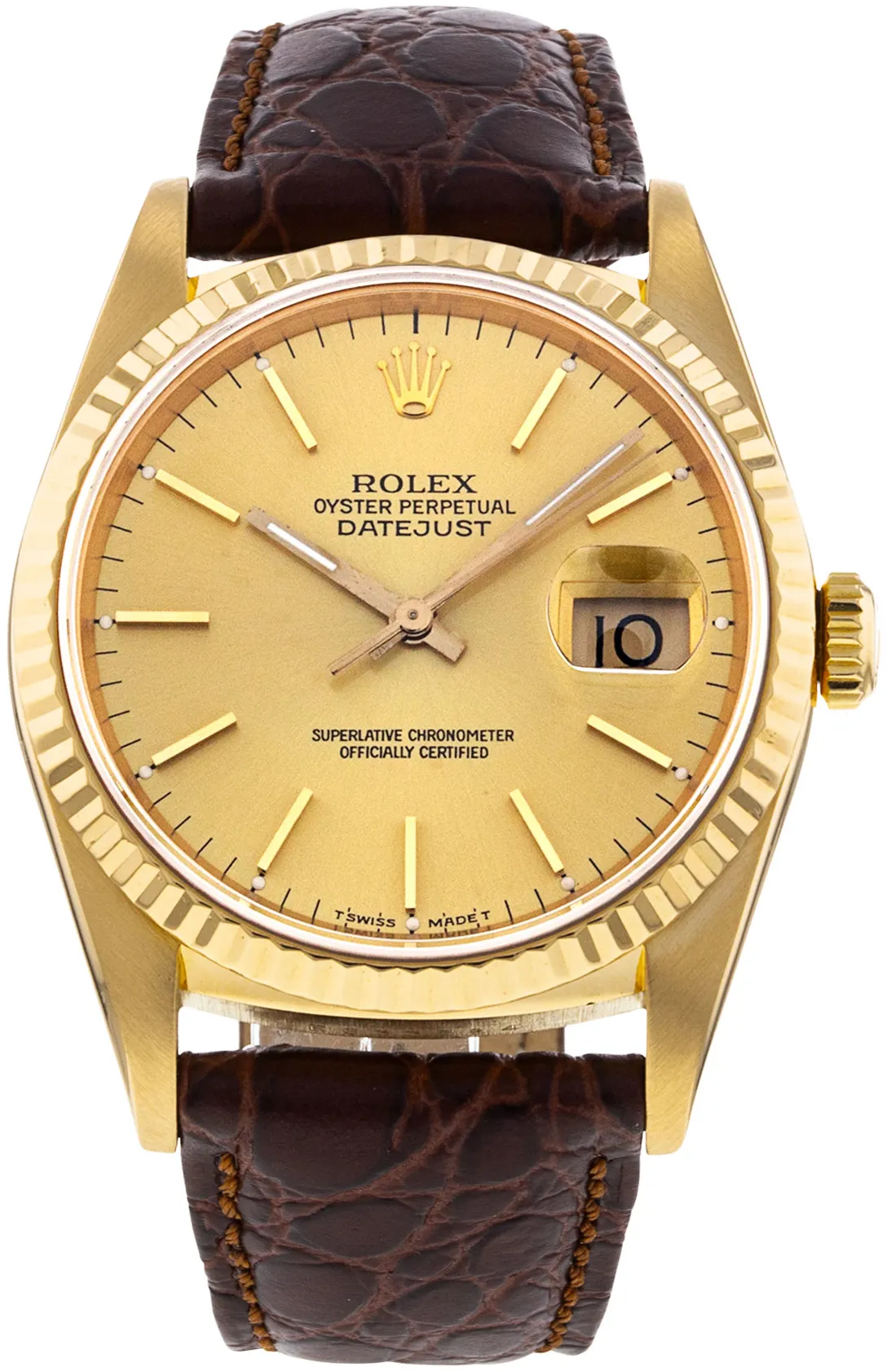 Rolex Datejust 36 16238 36mm Yellow gold Champagne Baton