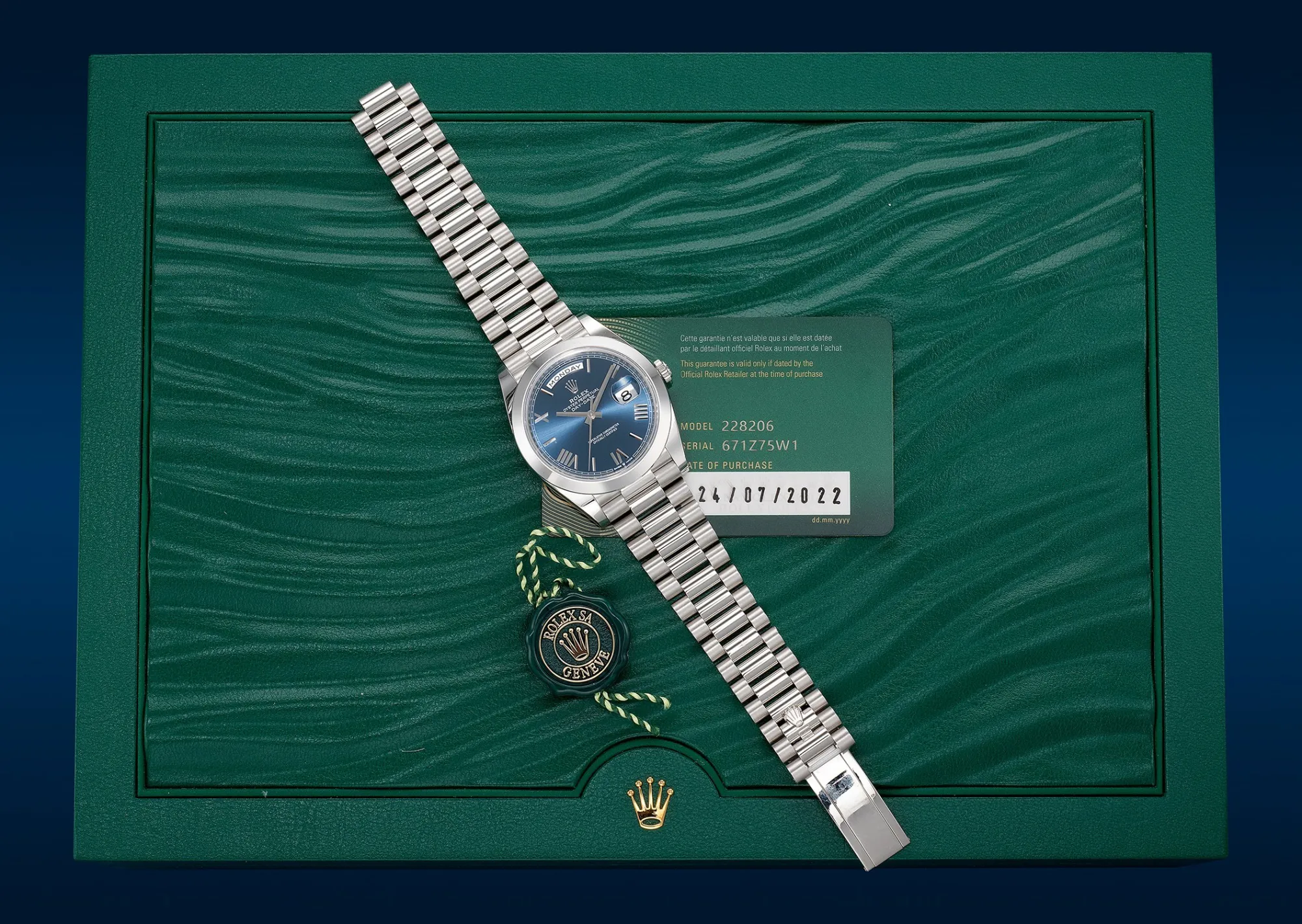 Rolex Day-Date 40 228206 40mm Platinum Blue 1