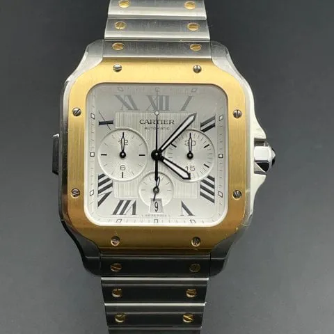 Cartier Santos W2SA0008 43.3mm Yellow gold and Stainless steel Silver