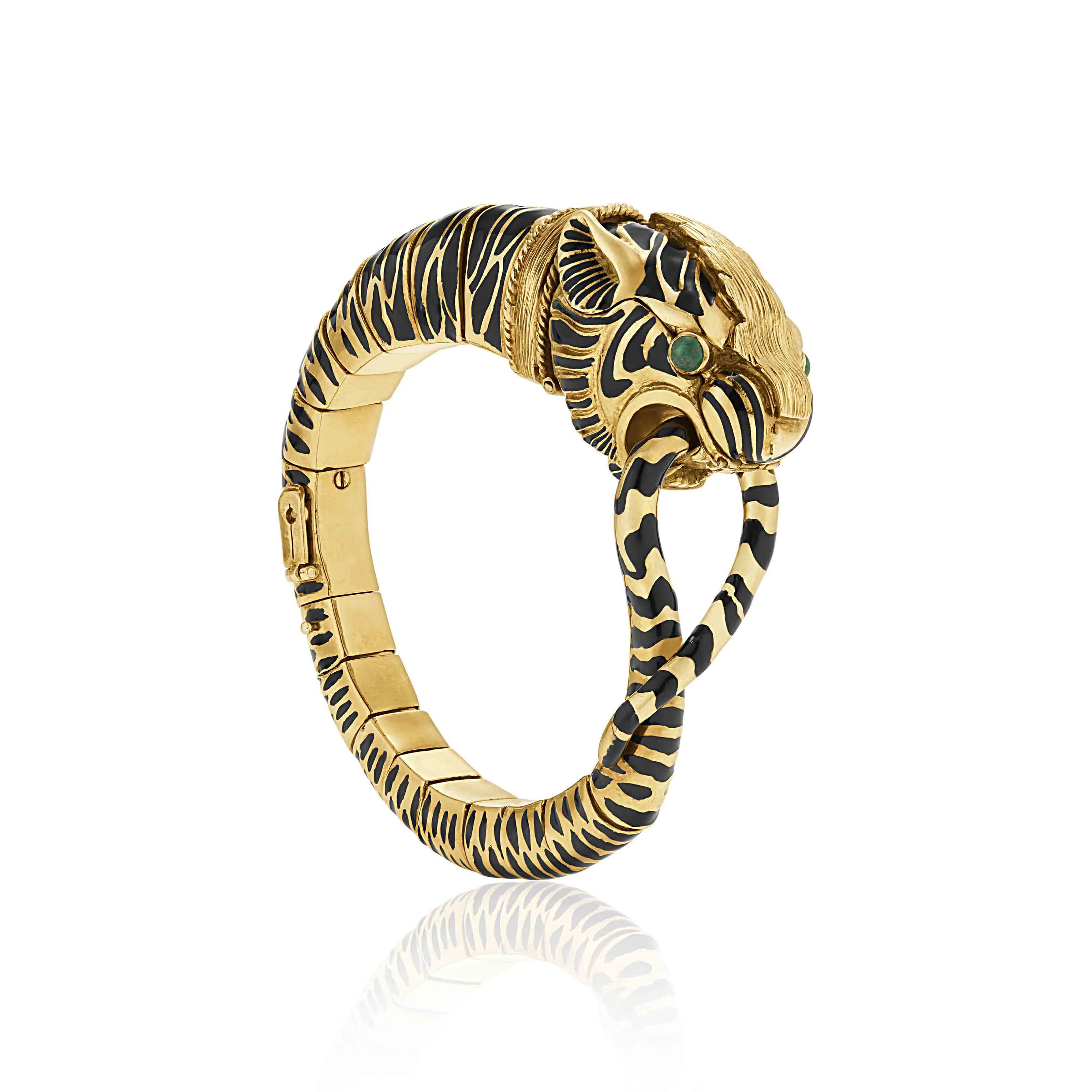 David Webb Tiger Bangle 54mm Yellow gold Silver