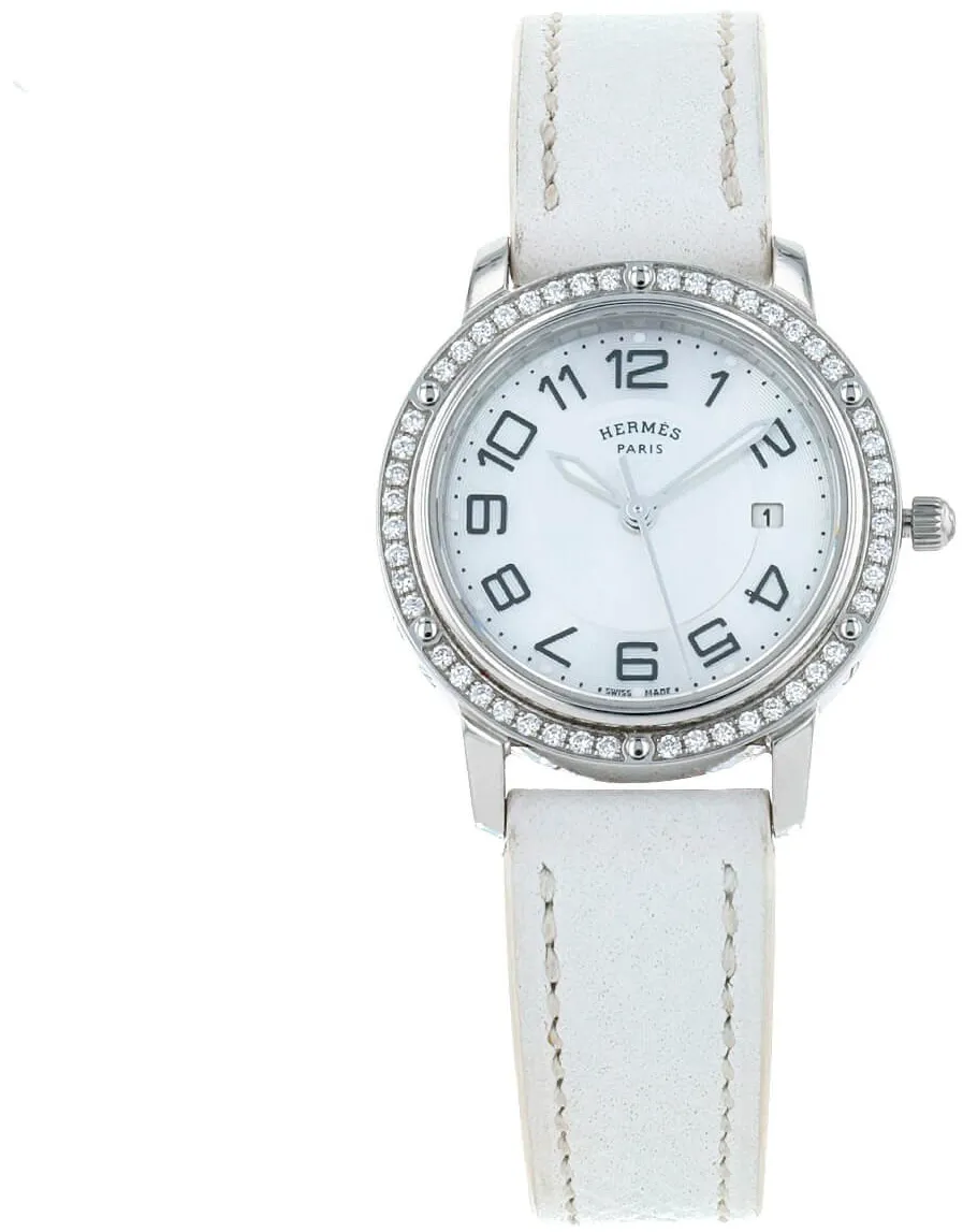 Hermès Clipper CP1.330 28mm Stainless steel Mother-of-pearl