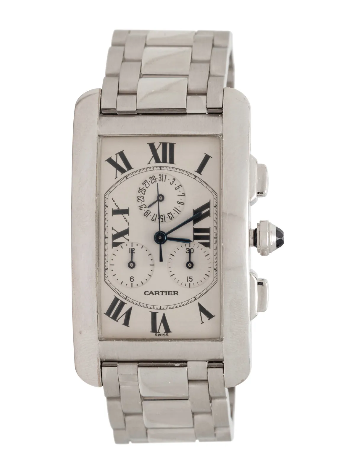 Cartier American Tank 2312 26mm White gold Cream