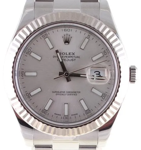 Rolex Datejust II 116334 41mm White gold Silver