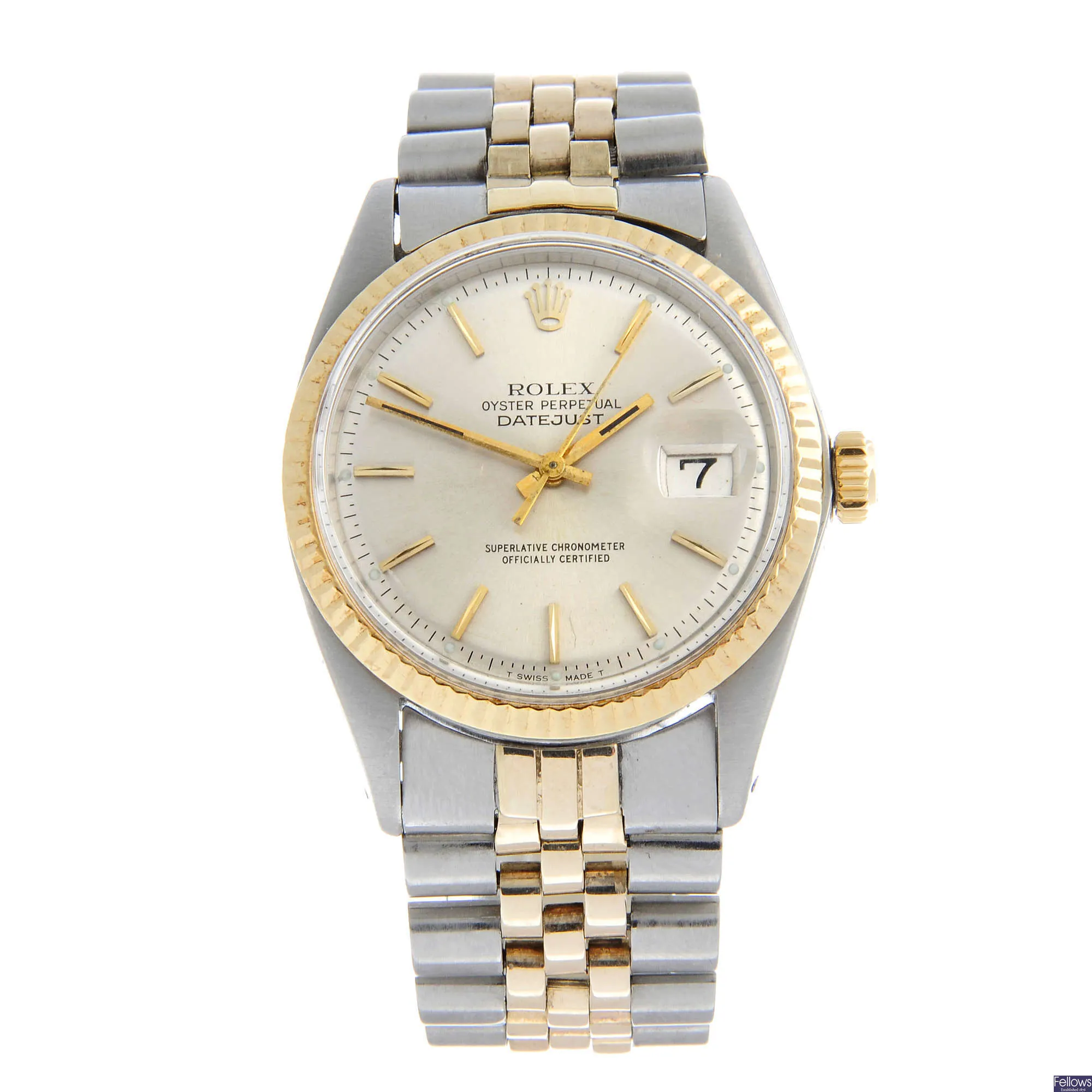 Rolex Datejust 1601 36mm Yellow gold and stainless steel Silver