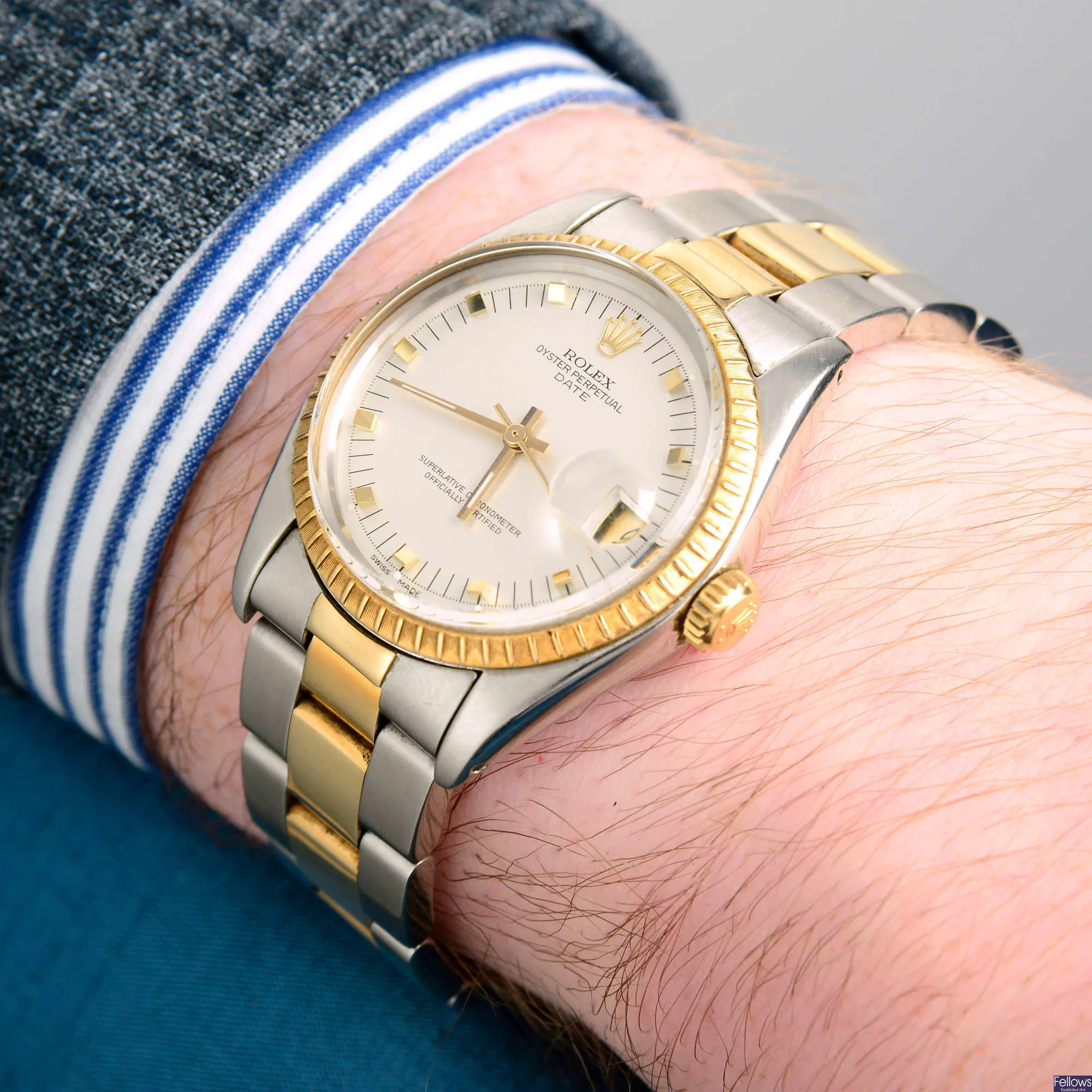 Rolex Oyster Perpetual Date 1505 34mm Yellow gold and Stainless steel Silver 2