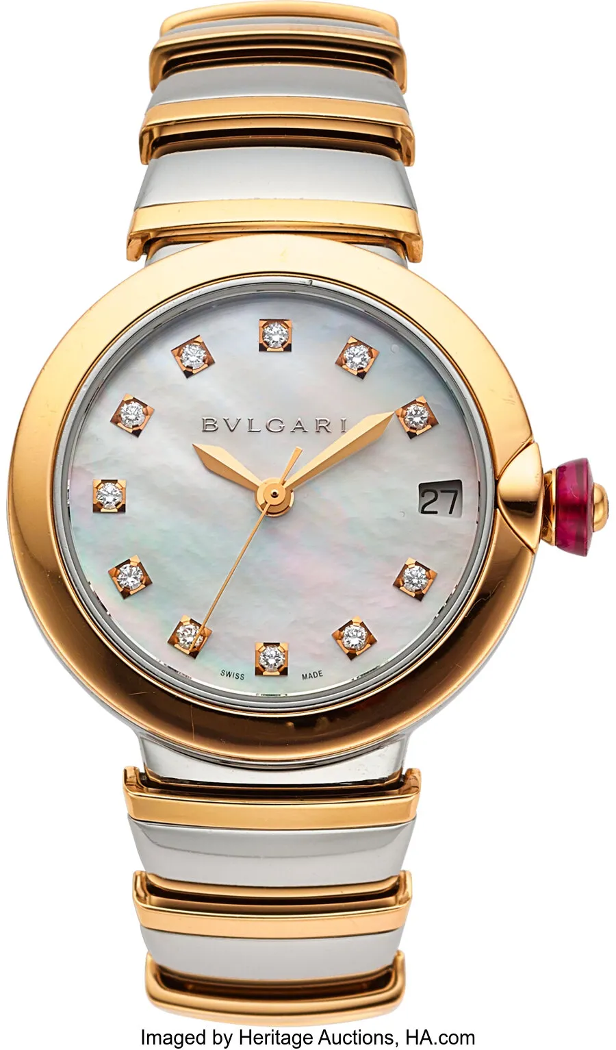 Bulgari LVCEA 33mm Rose gold and Stainless steel Mother-of-pearl