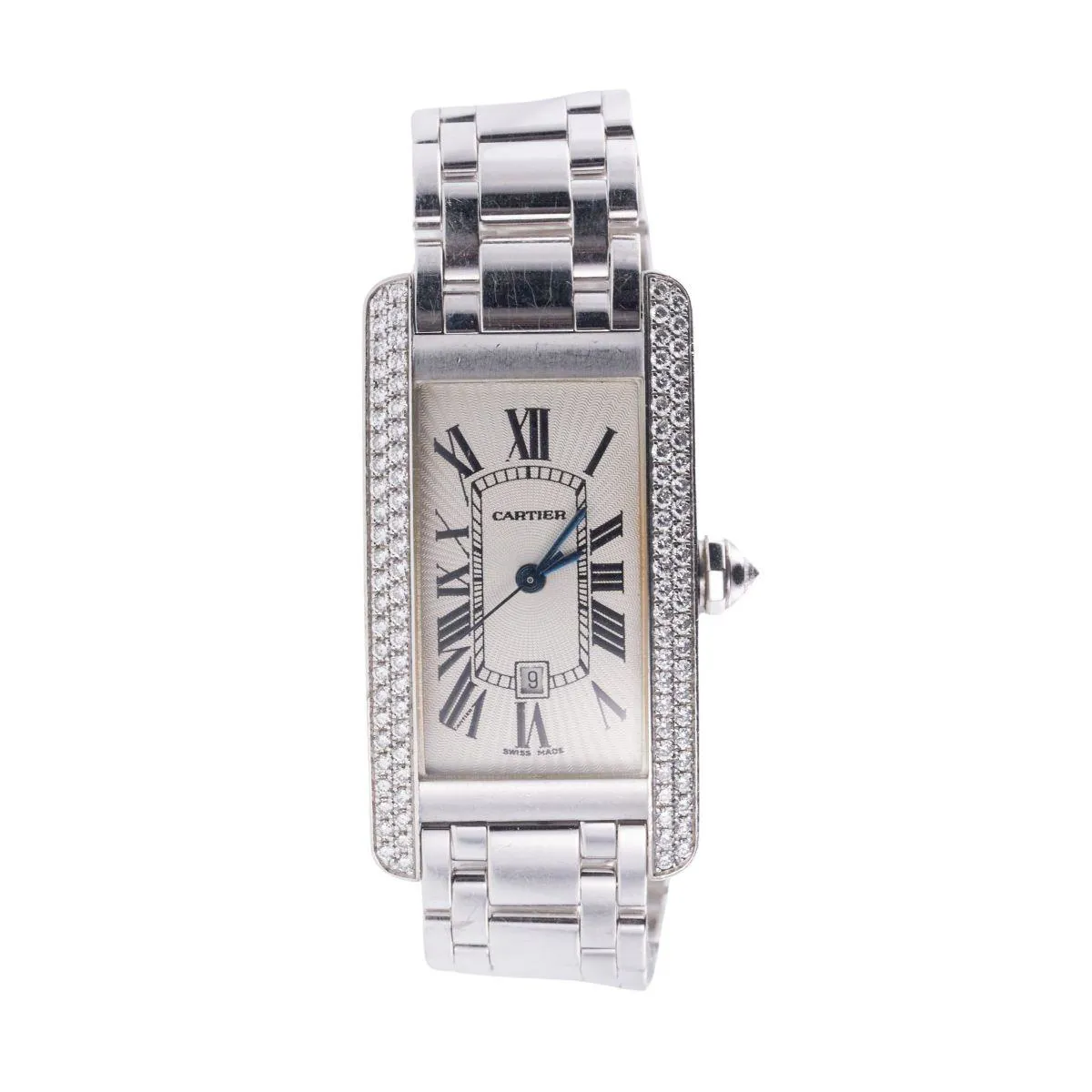 Cartier American Tank 2490 22mm White gold White