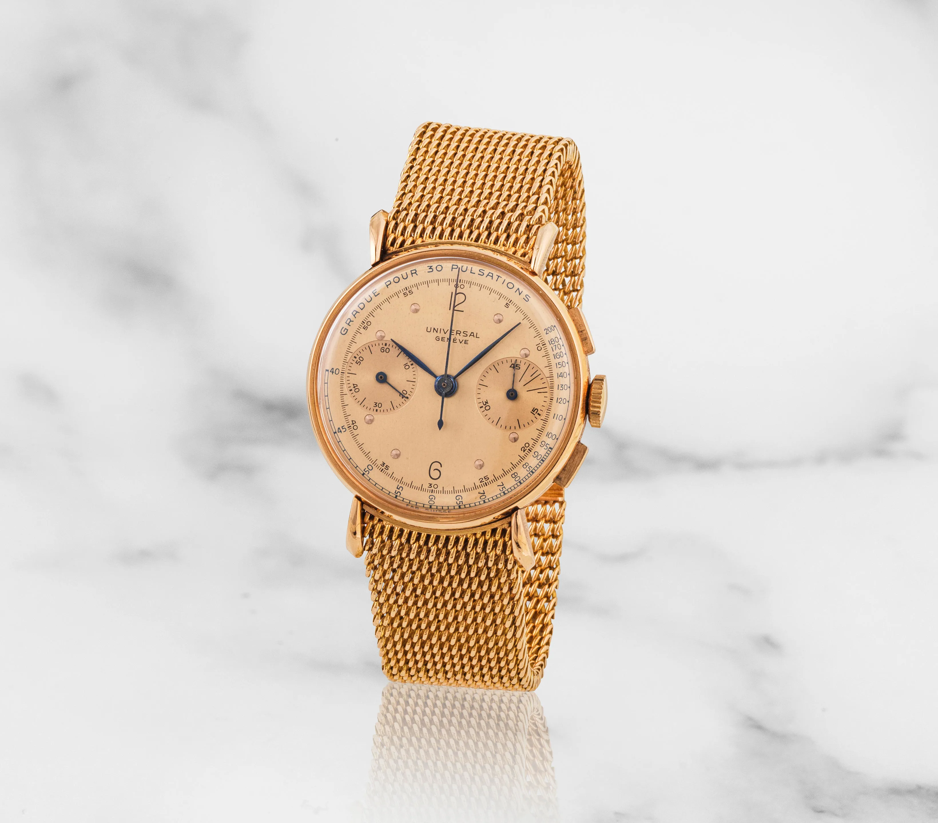 Universal Genève Uni-Compax 12476 35mm Rose gold Champagne