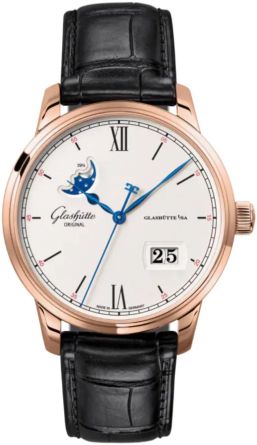 Glashütte Senator 1-36-04-02-05-61 40mm Rose gold Silver