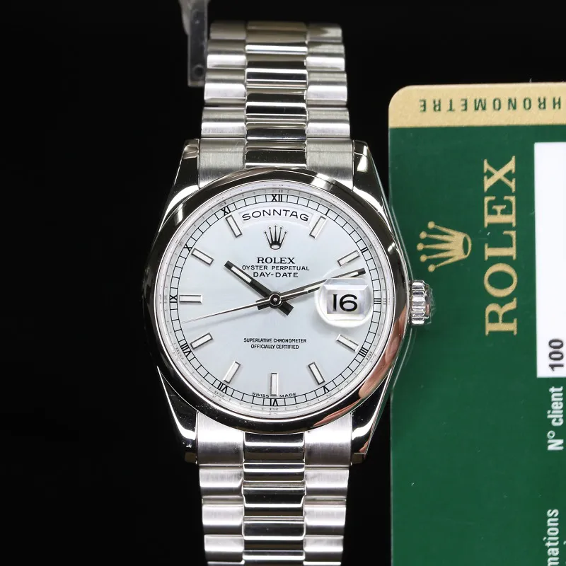 Rolex Day-Date 36 118206 36mm Platinum Blue 8