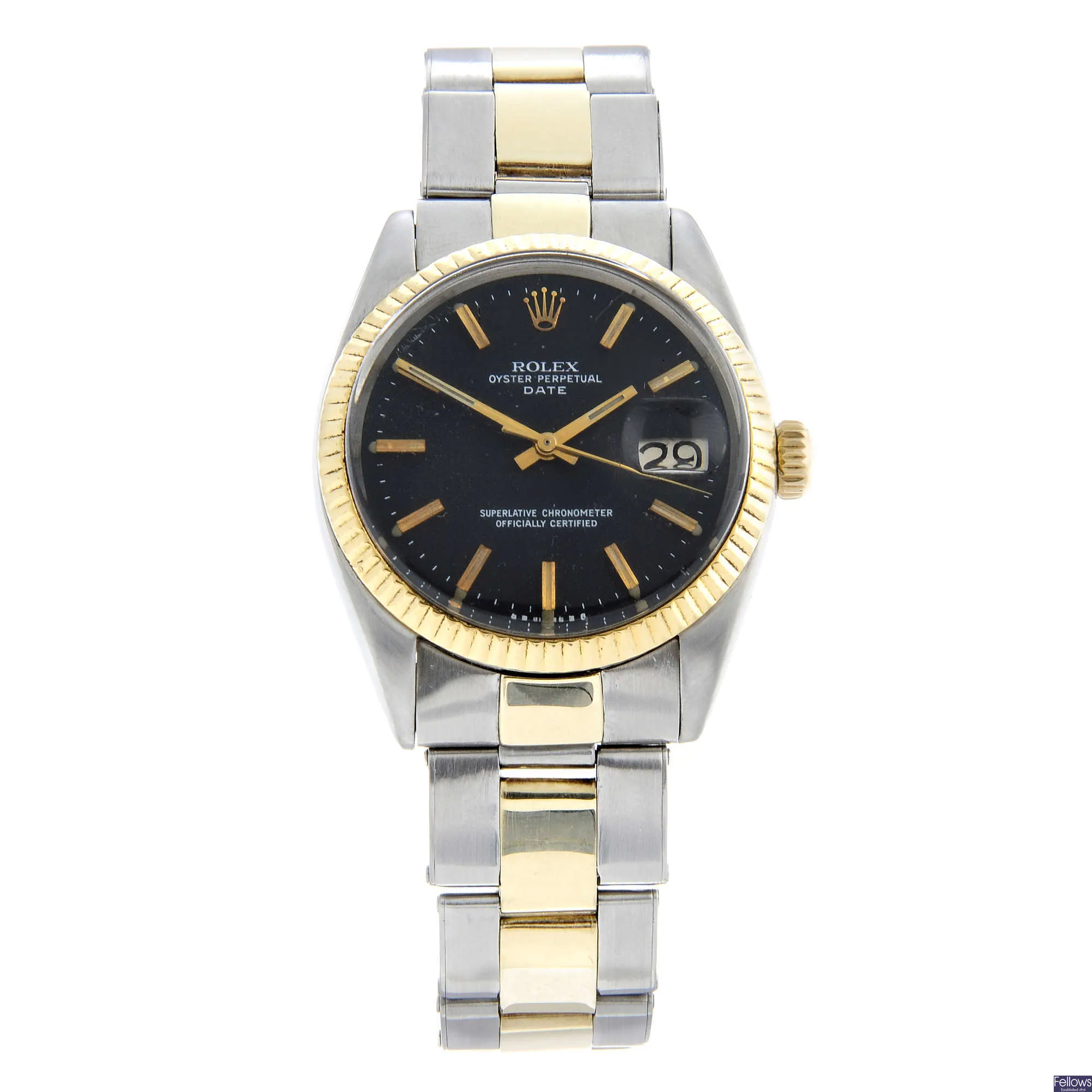 Rolex Oyster Perpetual Date 1500 34mm Yellow gold and stainless steel Black