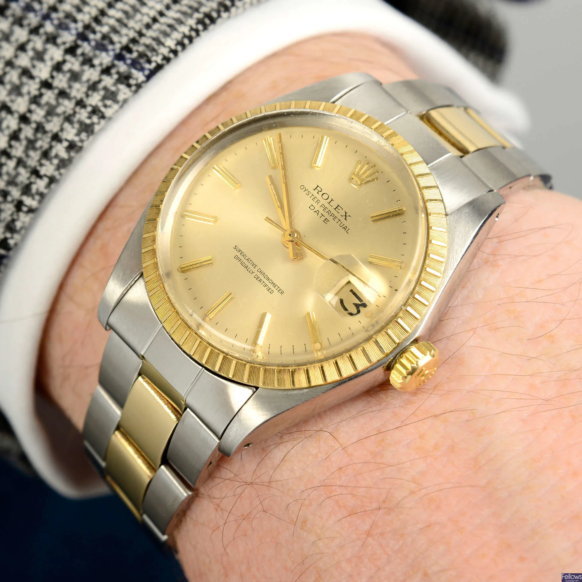 Rolex Oyster Perpetual Date 1505 35mm Yellow gold and Stainless steel Champagne 5