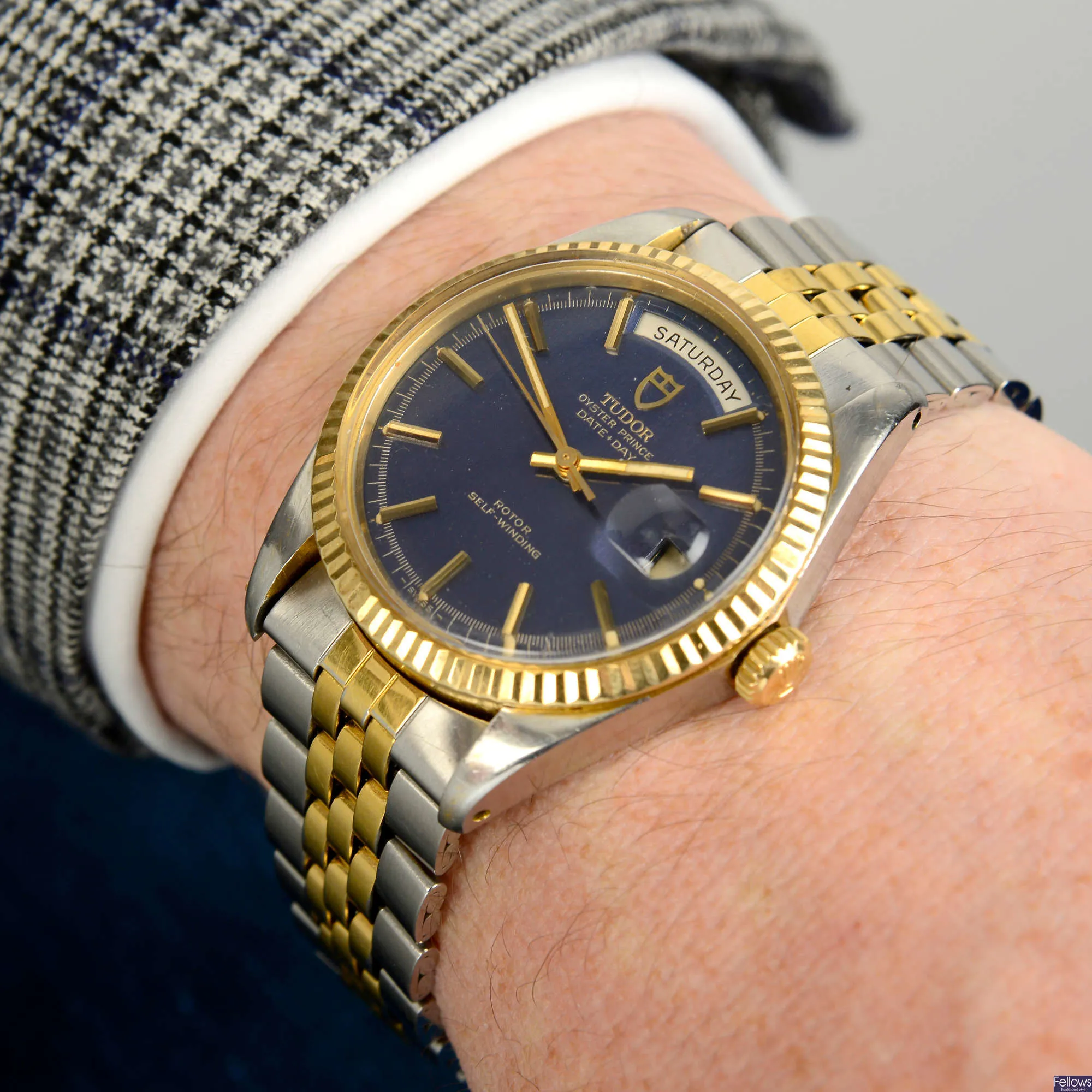 Tudor Prince Date-Day 7019/13 37mm Yellow gold and stainless steel Blue 6