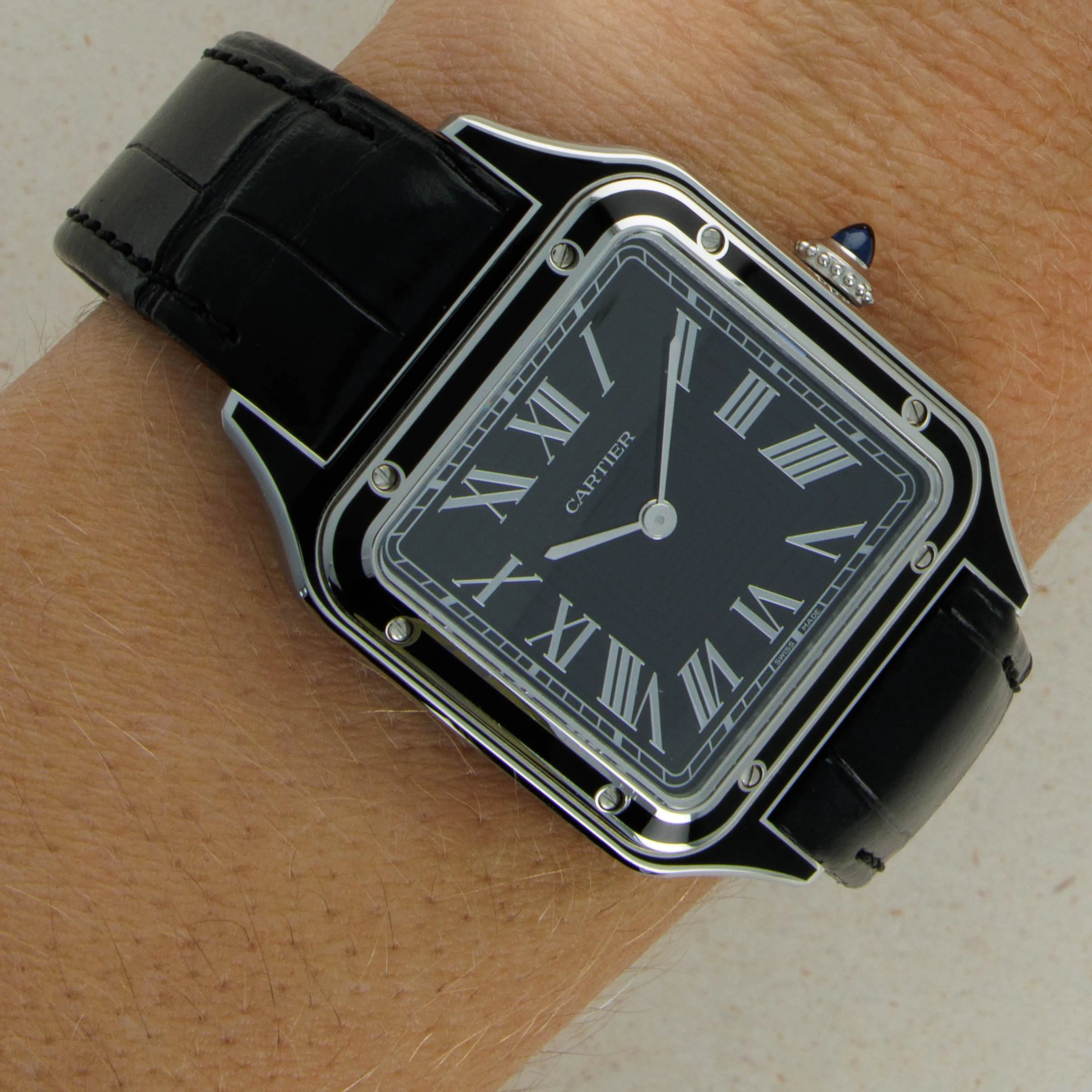 Cartier Santos Dumont WSSA0046 43.5mm Stainless steel Black 17