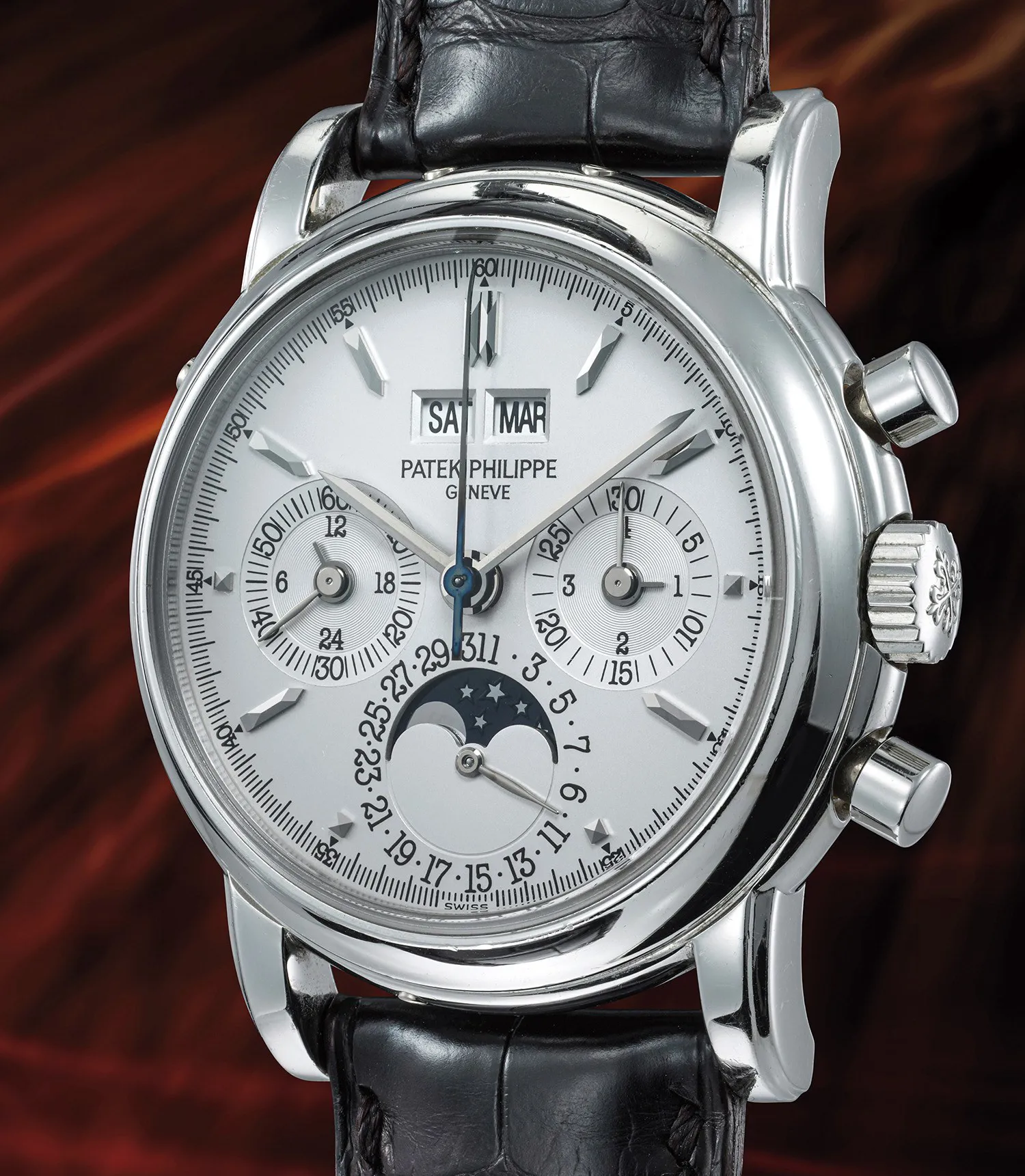 Patek Philippe Perpetual Calendar Chronograph 3970EP 36mm Platinum Silver