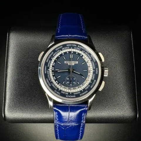 Patek Philippe World Time Chronograph 5930G-001 39.5mm White gold Blue