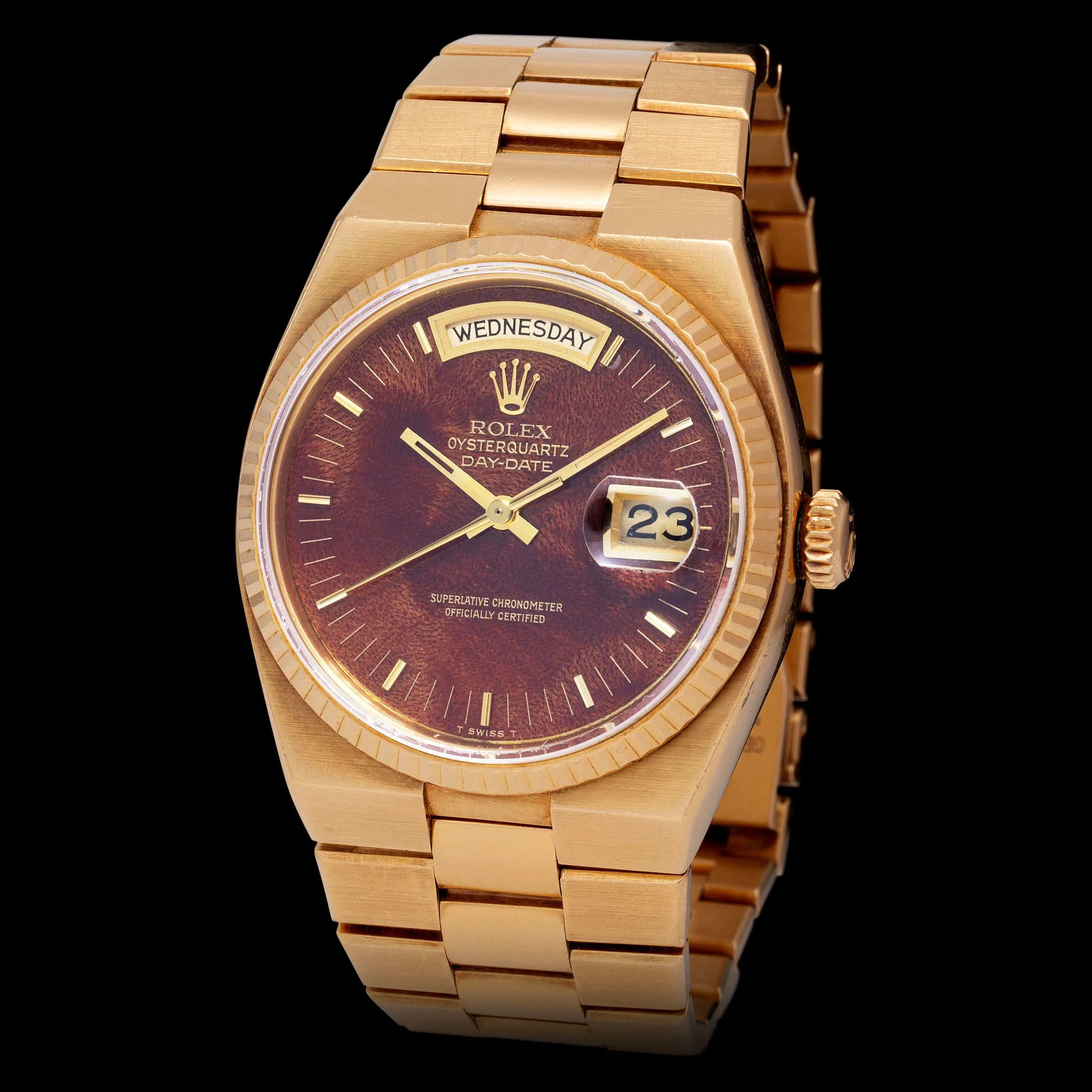 Rolex Day-Date Oysterquartz 19018 36mm Yellow gold Brown