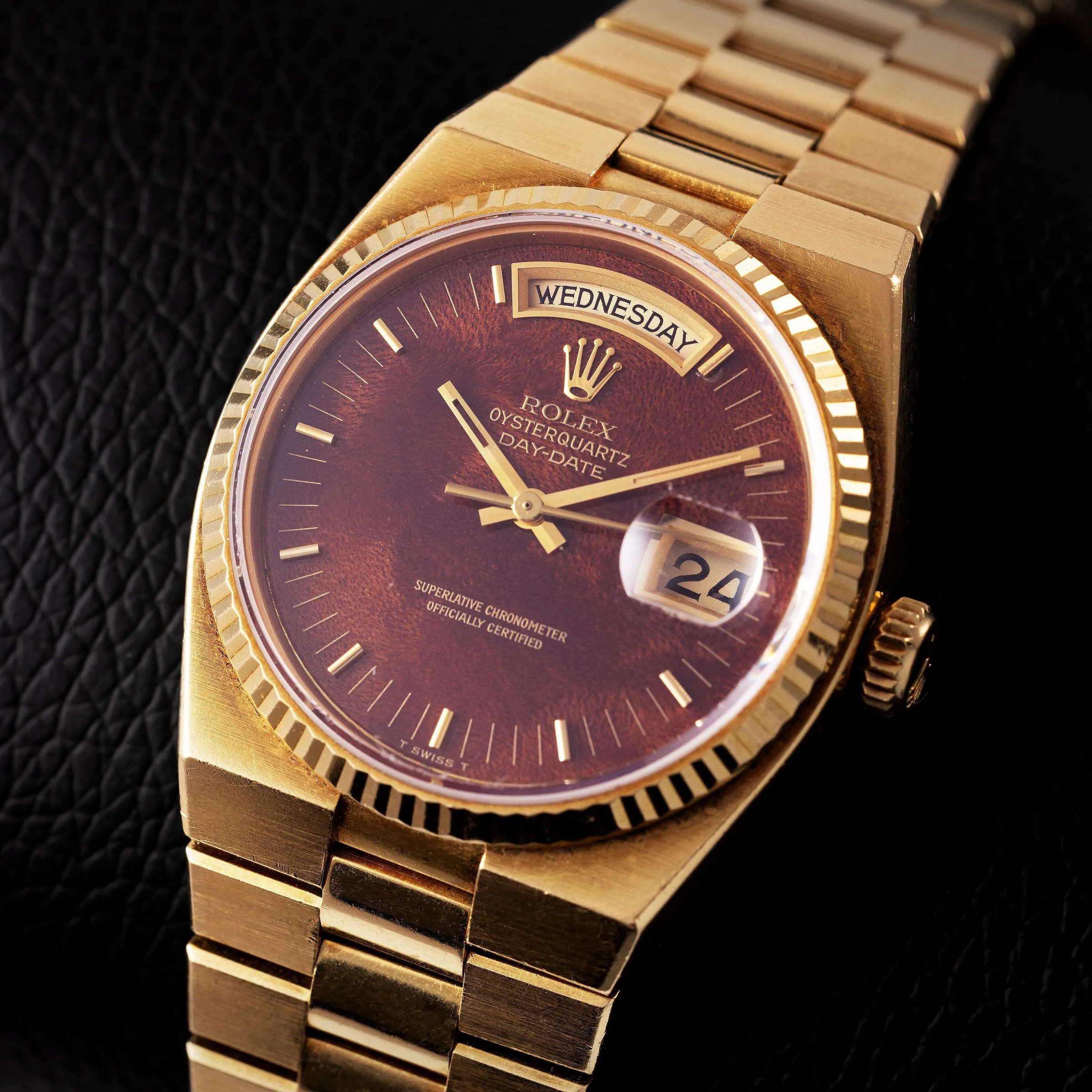 Rolex Day-Date Oysterquartz 19018 36mm Yellow gold Brown 7