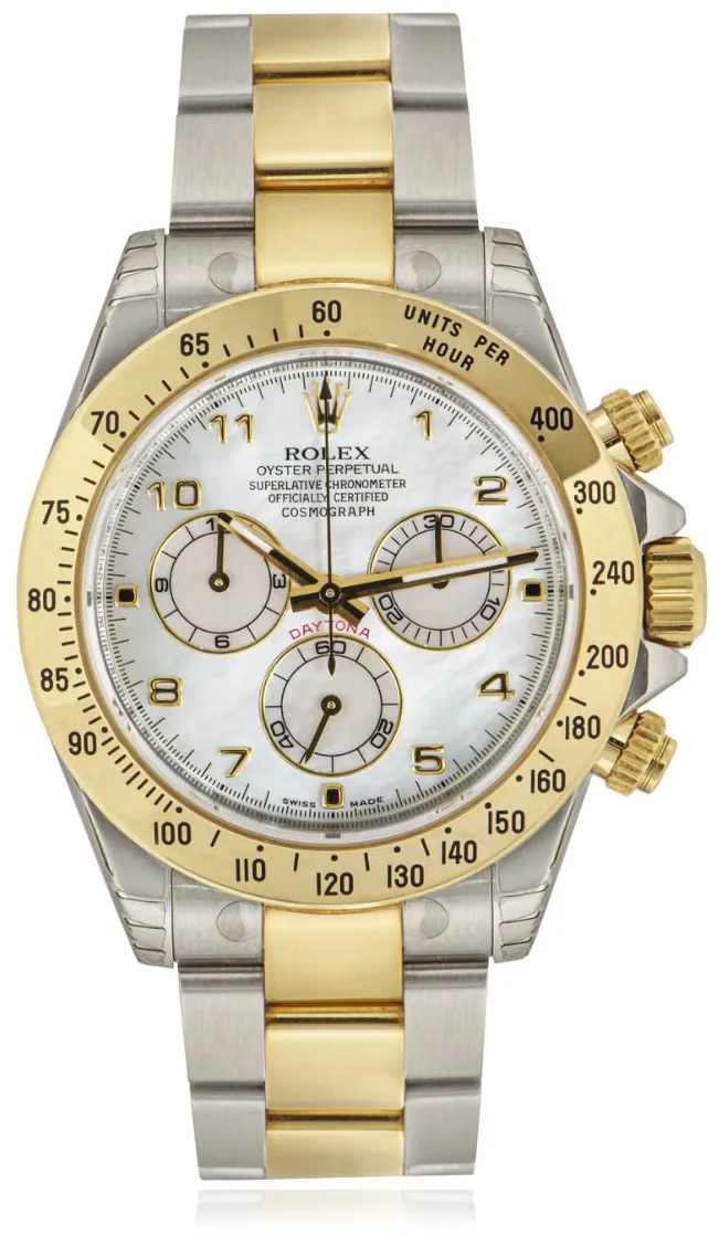 Rolex Daytona 116523 40mm Yellow gold and Stainless steel Mother of Pearl White Arabic