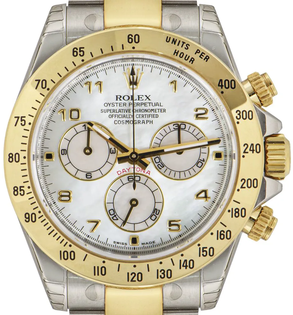 Rolex Daytona 116523 40mm Yellow gold and Stainless steel Mother of Pearl White Arabic 4