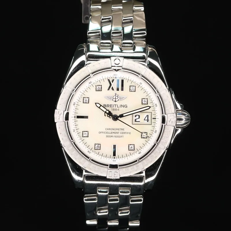 Breitling Galactic A49350 41mm Stainless steel Mother of pearl with Diamonds