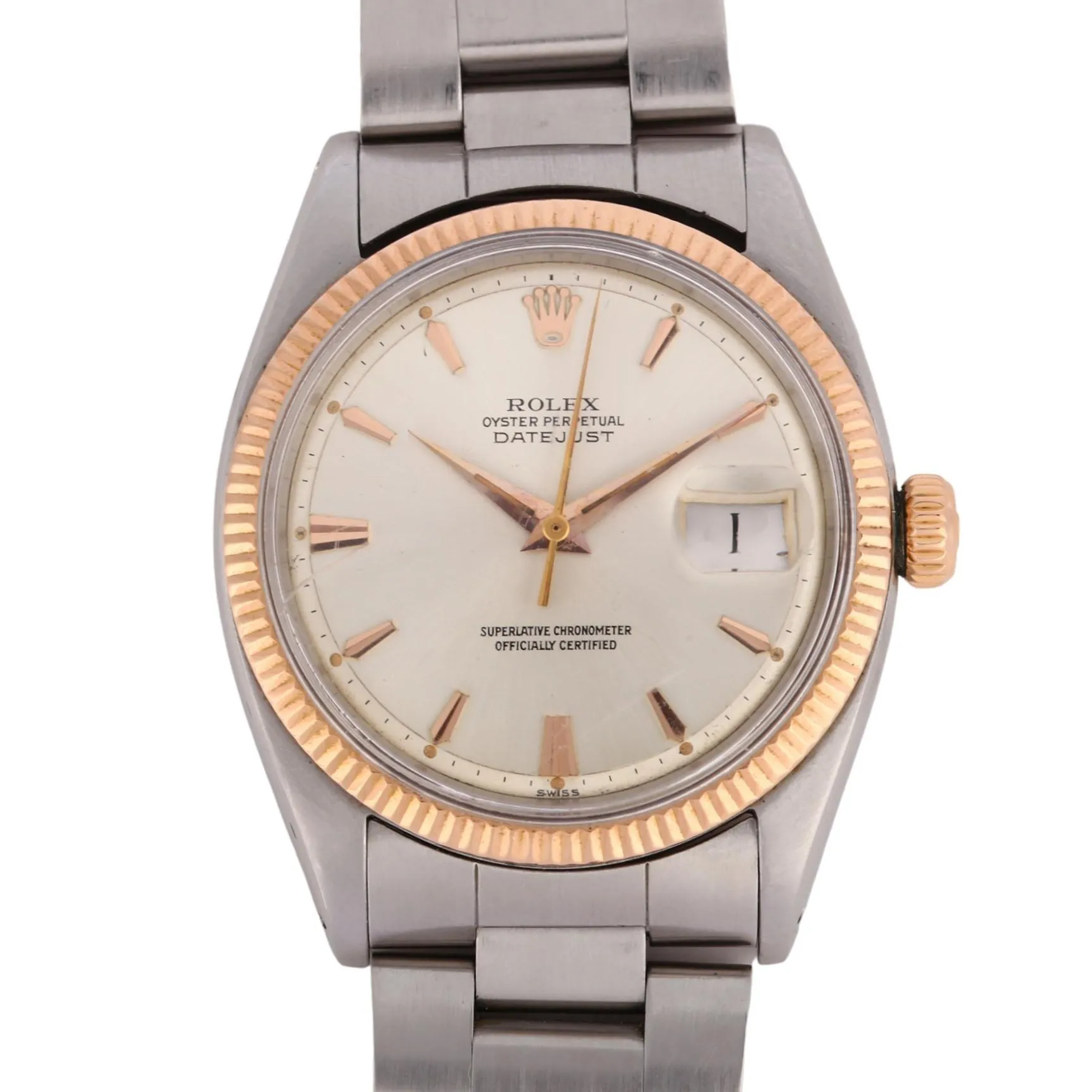 Rolex Datejust 36 1601 36mm Rose gold and stainless steel Silver
