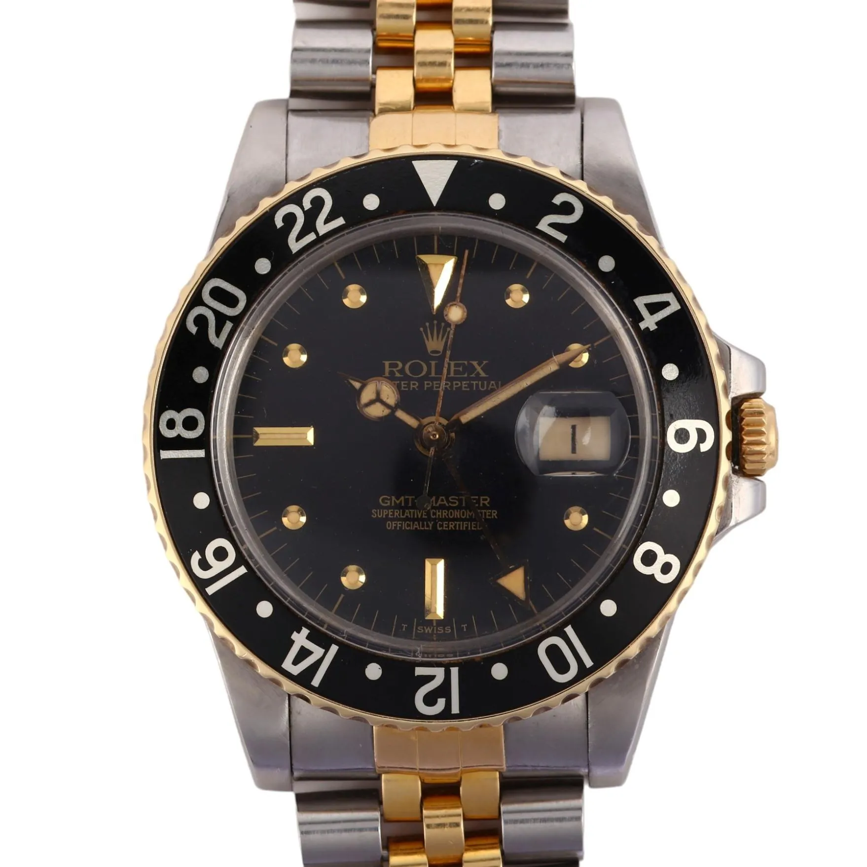 Rolex GMT-Master 16753 40mm Yellow gold and Stainless steel Black