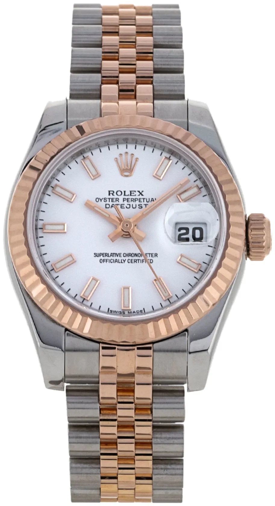 Rolex Lady-Datejust 179171 26mm Rose gold and Stainless steel White Baton