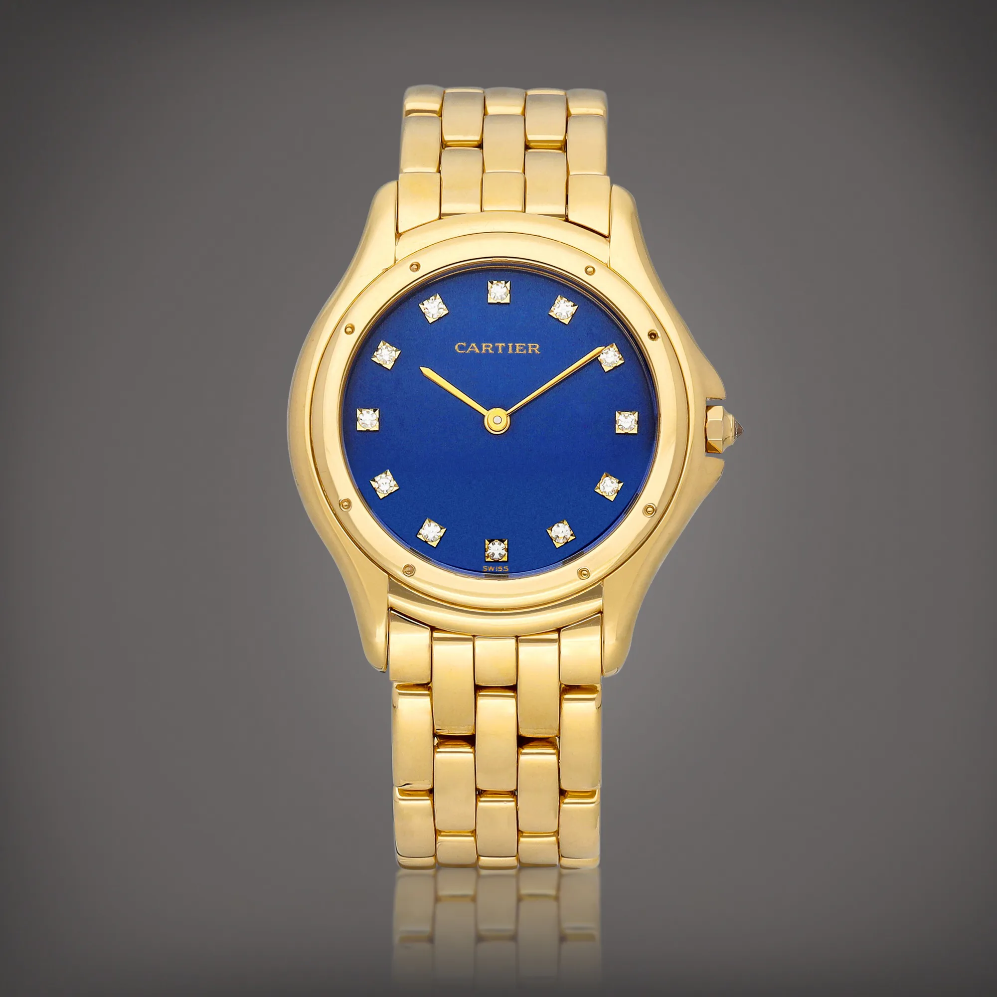 Cartier Cougar 887905 33mm Yellow gold Blue