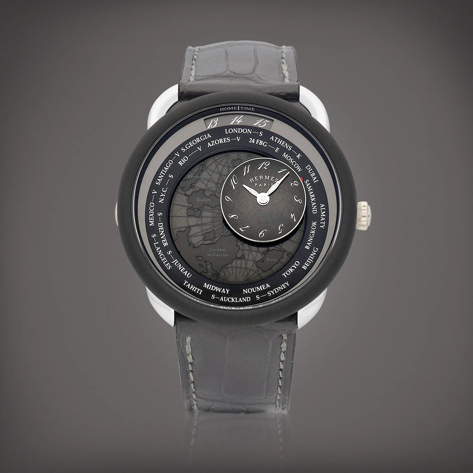 Hermès Arceau Le Temps Voyageur AR10.741 41mm Platinum Black