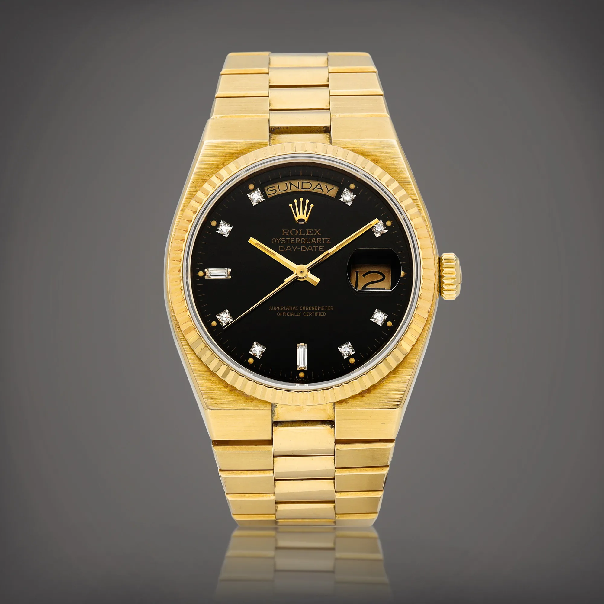 Rolex Day-Date Oysterquartz 19018 36mm Yellow gold Black