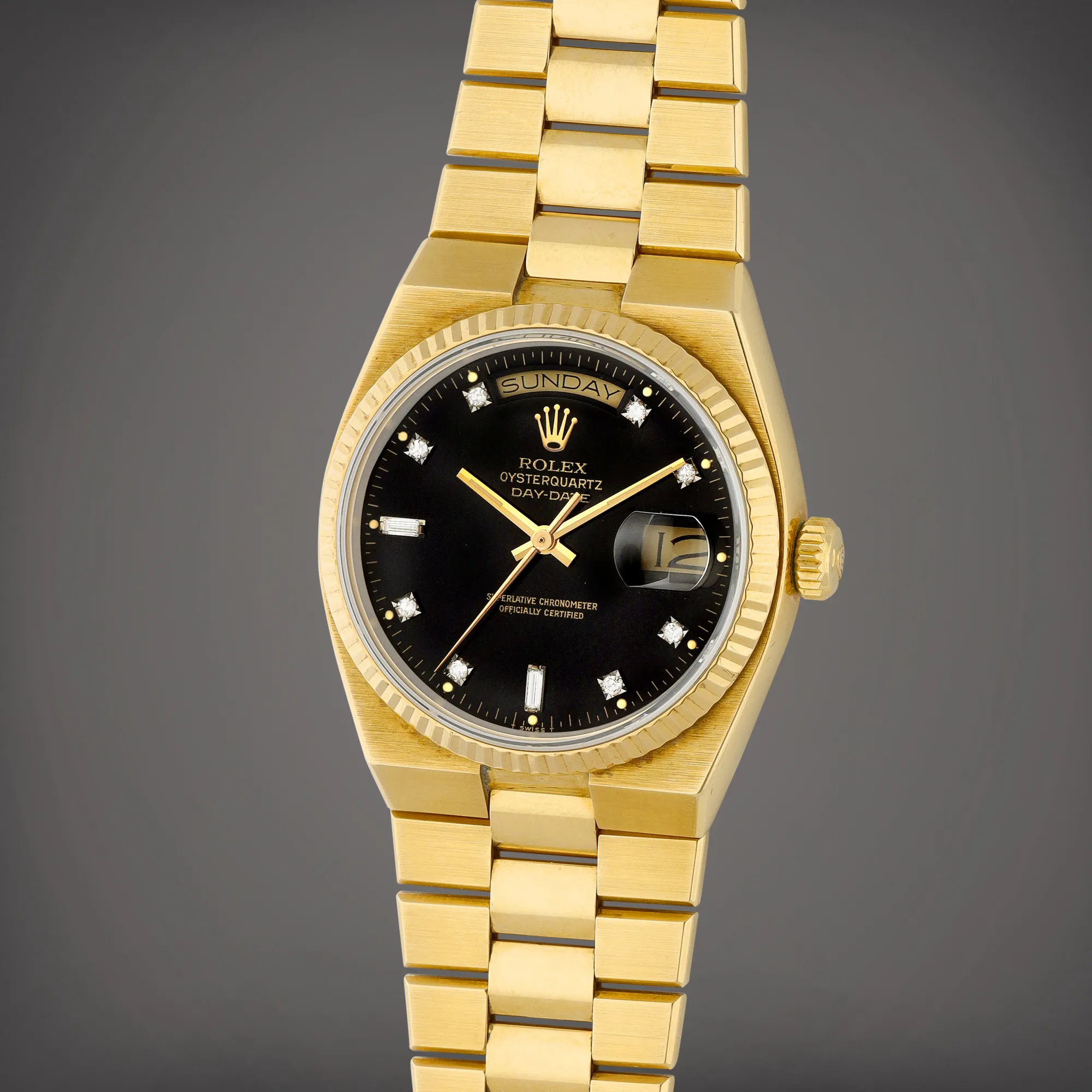 Rolex Day-Date Oysterquartz 19018 36mm Yellow gold Black 1