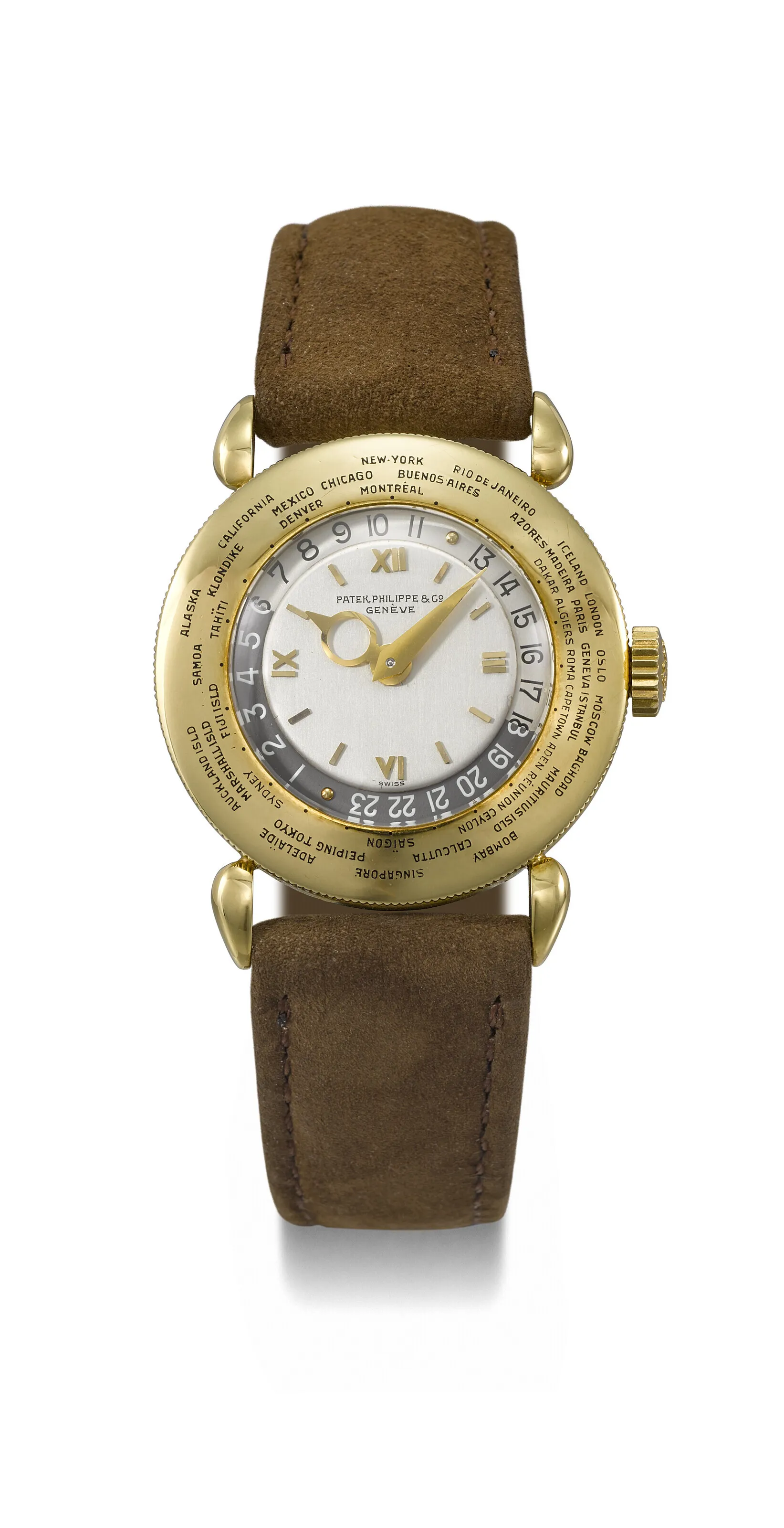 Patek Philippe World Time 1415 31mm Yellow gold Silver