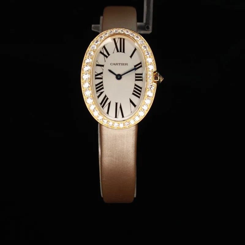 Cartier Baignoire WB52002 25.3mm 18K.Gold with Diamonds Silver