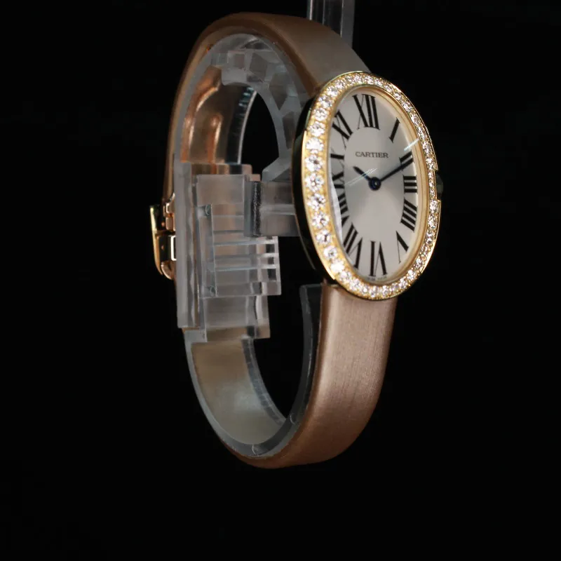 Cartier Baignoire WB52002 25.3mm 18K.Gold with Diamonds Silver 1