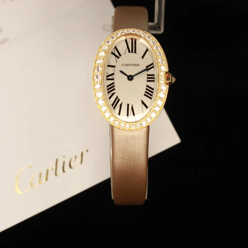 Cartier Baignoire WB52002 25.3mm 18K.Gold with Diamonds Silver 8