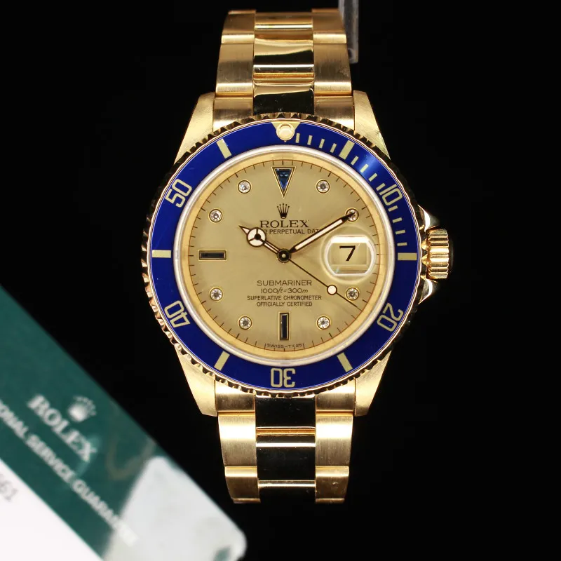 Rolex Submariner 16618 40mm 18k gold Sultan with Diamonds 8