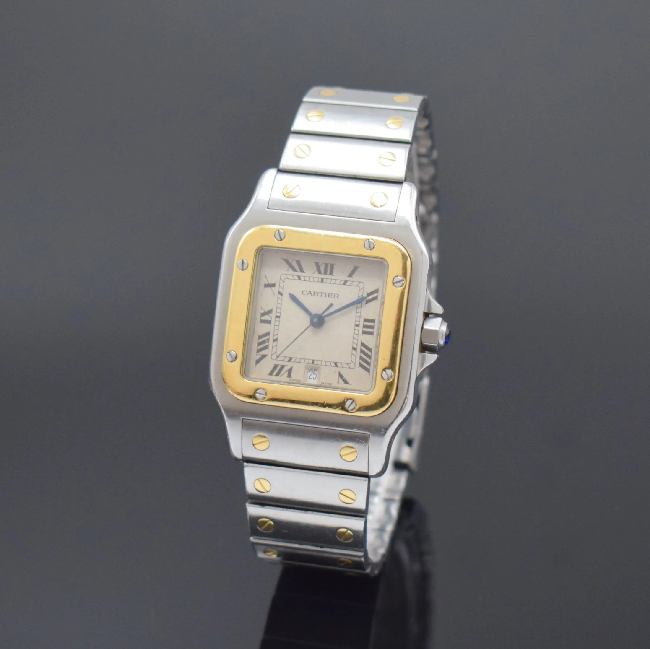 Cartier Santos 187901 41mm Yellow gold and Stainless steel and Diamond Silver