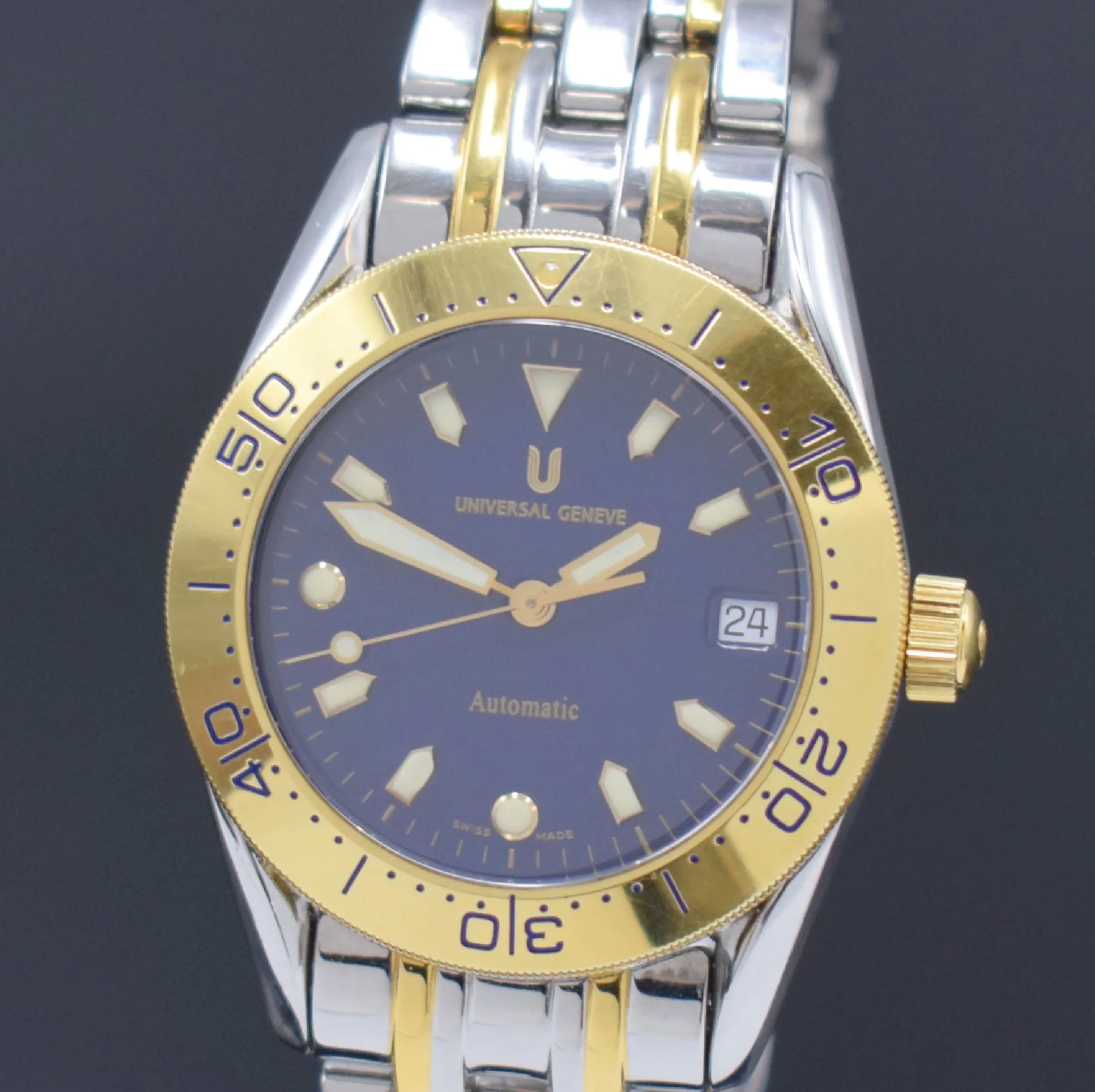 Universal Genève 271.175 35.5mm Yellow gold and Stainless steel Blue 1