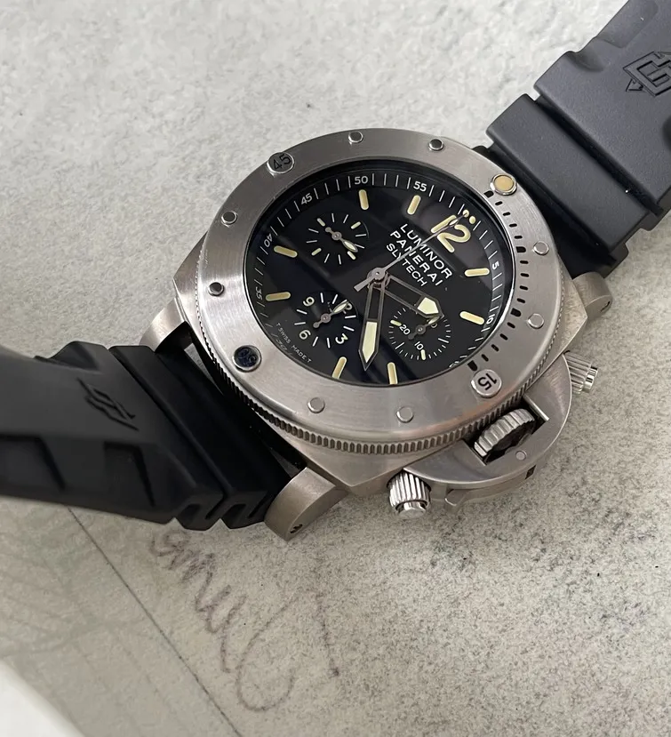 Panerai Luminor Submersible 1950 Chrono Slytech PAM 00202 47mm Titanium Black 11