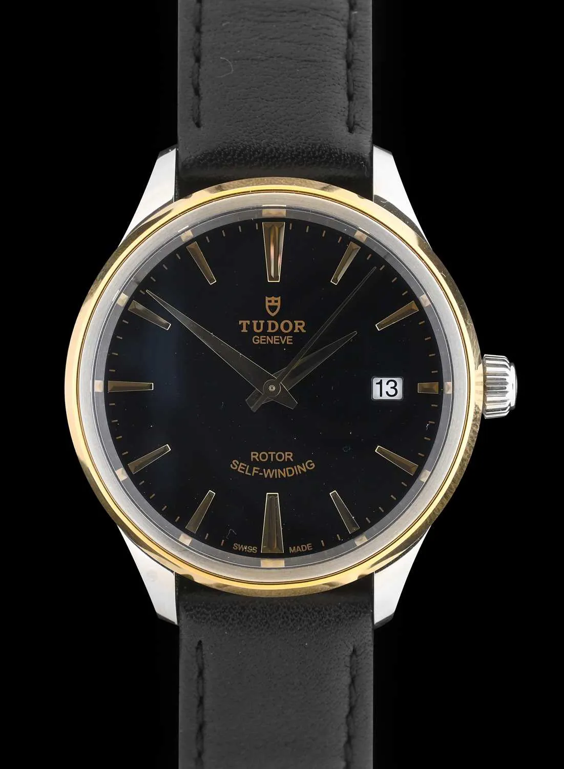 Tudor Style 12503 38mm Yellow gold and Stainless steel Black