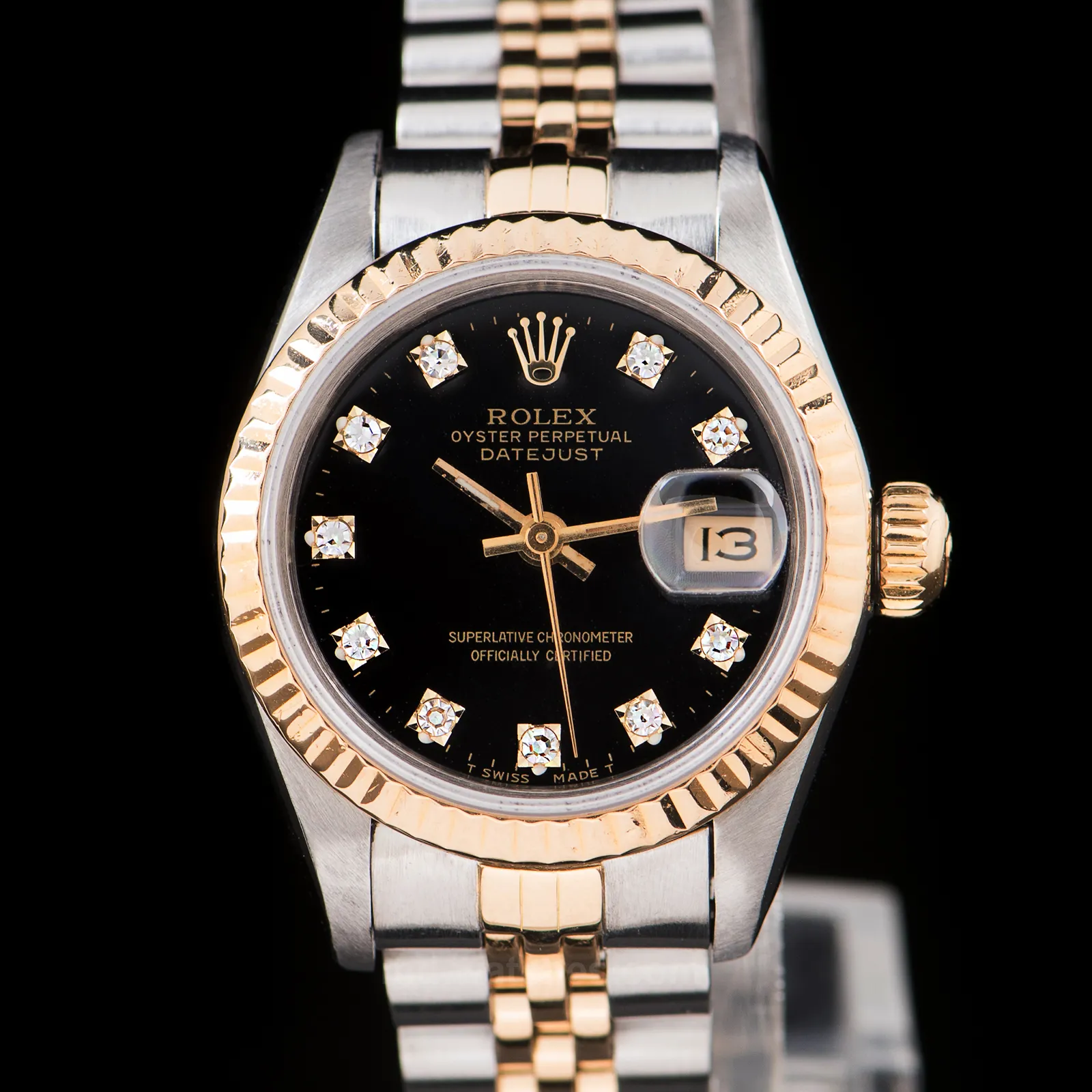 Rolex Lady-Datejust 69173 26mm Yellow gold and Stainless steel Black 3