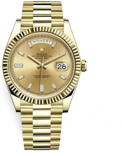 Rolex Day-Date 40 228238 18kt Yellow Gold Champagne Baguette