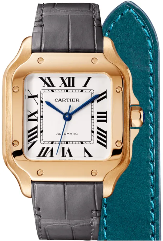 Cartier Santos WGSA0012 35mm Rose gold Silvered opaline