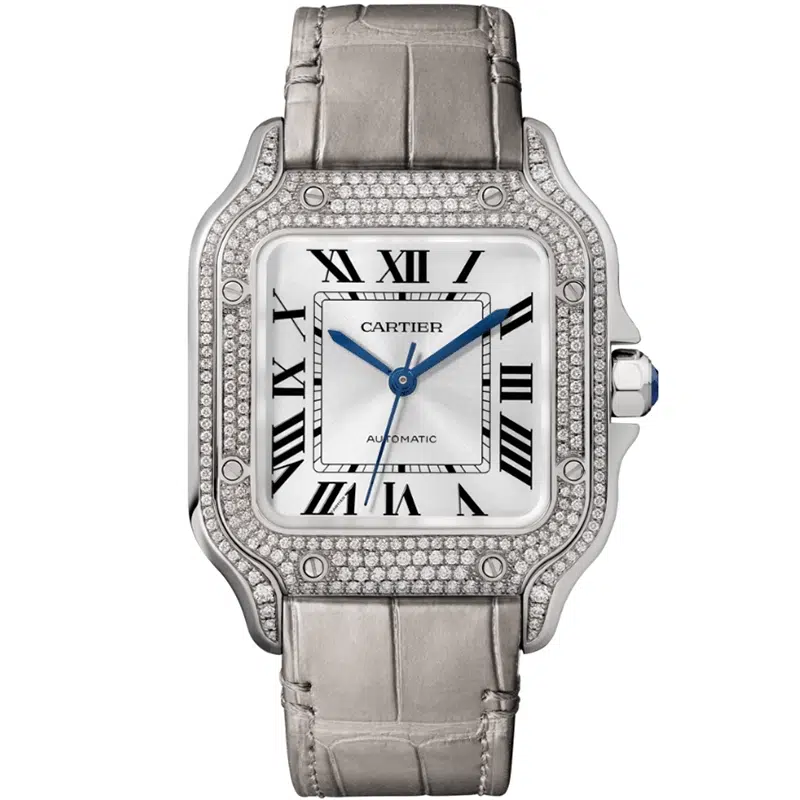 Cartier Santos WJSA0006 35mm White gold sunray-effect