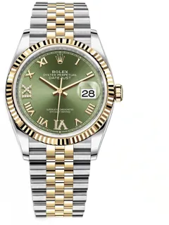 Rolex Datejust 126233-0025 Yellow gold and Stainless steel Olive green set with diamonds