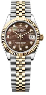 Rolex Datejust 278273-0024 Yellow gold and Stainless steel Black mother-of-pearl set with diamonds