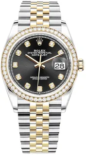 Rolex Datejust 126283RBR-0007 Yellow gold and Stainless steel Bright black set with diamonds