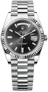 Rolex Day-Date 228236-0004 Platinum Bright black set with diamonds